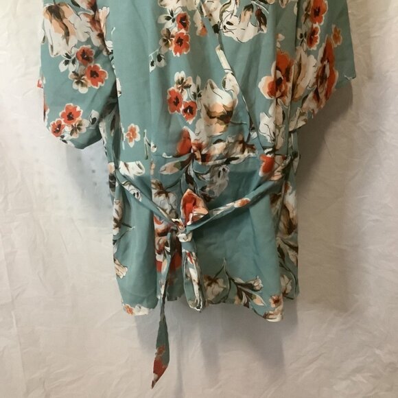 Shein Curve Women’s Floral Wrap V-Neck Short Sleeves Shirt Blouse Size 3XL - Picture 11 of 16